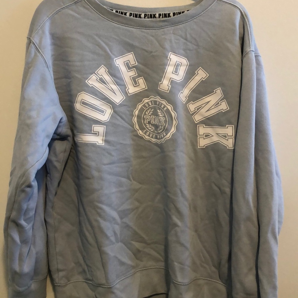 PINK Light Blue Crew Neck